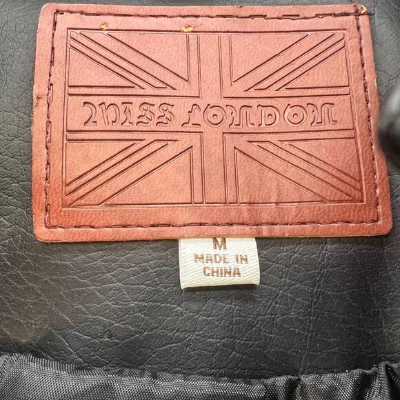 Miss London Faux Leather Moto Jacket Size Medium - Picture 8 of 13